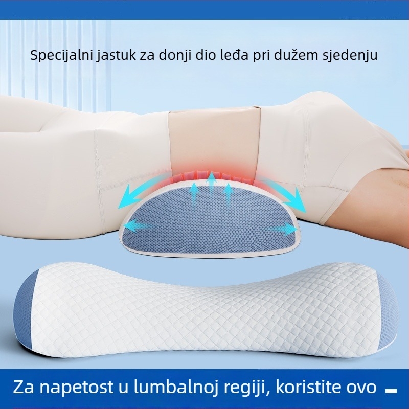 Jastuk za lumbalnu podršku s memory foam za spavanje, ergonomska podrška za leđa, navlaka od pamuka