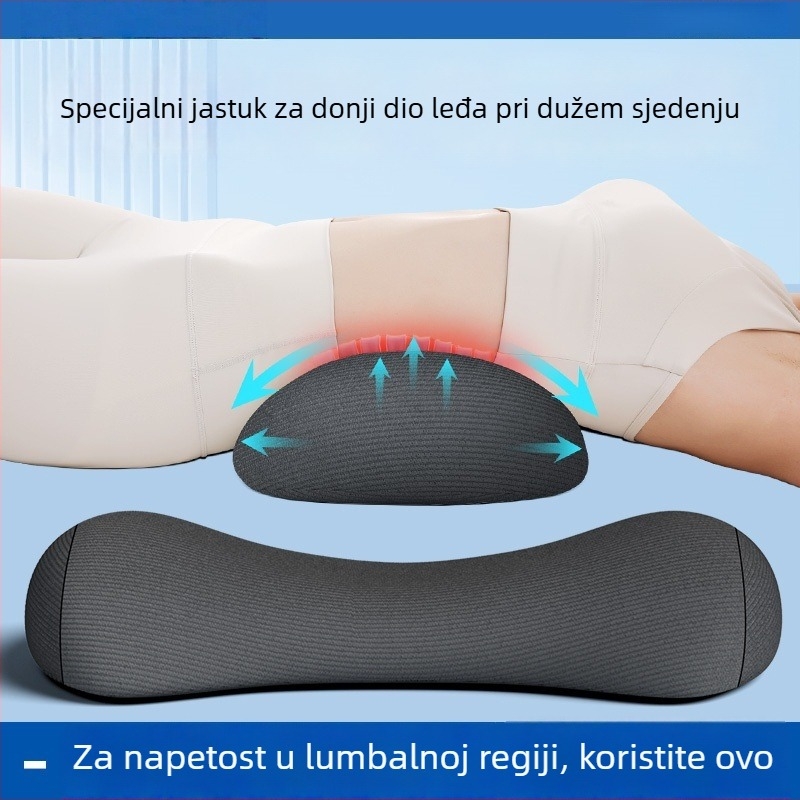 Jastuk za lumbalnu podršku s memory foam za spavanje, ergonomska podrška za leđa, navlaka od pamuka