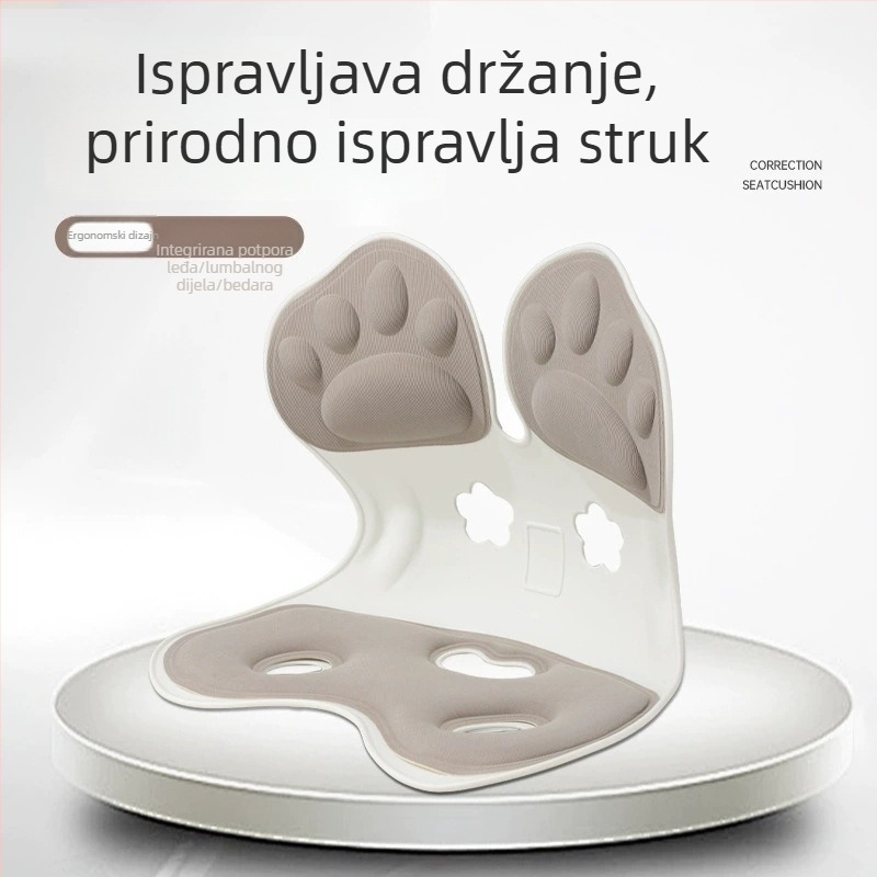 Jastuk za uredsku stolicu za korekciju držanja i ublažavanje bolova u donjem dijelu leđa; plastično kućište, punjenje od spužve, svijetao luksuzni stil