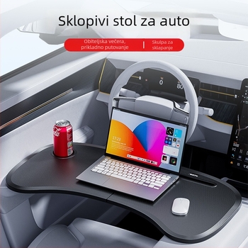 Prijenosni sklopivi stol u auto za Tesla Model 3/Y – radna ploha unutar vozila kod volana (ST-3608, ABS s visokokvalitetnim hardverom, moguć ispis logotipa)