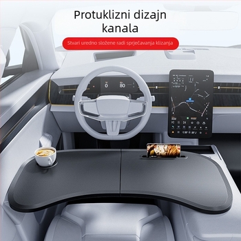 Prijenosni sklopivi stol u auto za Tesla Model 3/Y – radna ploha unutar vozila kod volana (ST-3608, ABS s visokokvalitetnim hardverom, moguć ispis logotipa)