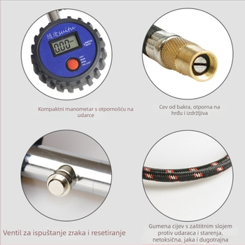 RUNDONG Auto Accessories Automobilski mjerač tlaka guma s digitalnim zaslonom, visoka preciznost elektronskog senzora tlaka, mogućnost privatne marke