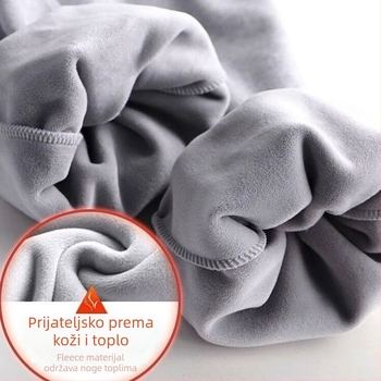 Muške casual hlače s fleec podstavom, debele, visokim strukom, mikroelastične, ravni kroj