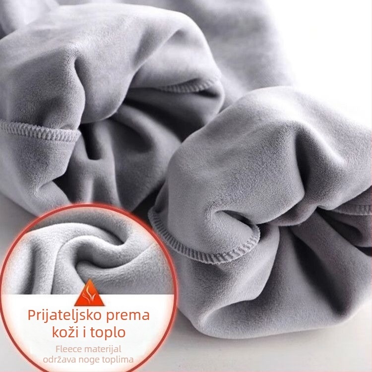 Muške casual hlače s fleec podstavom, debele, visokim strukom, mikroelastične, ravni kroj