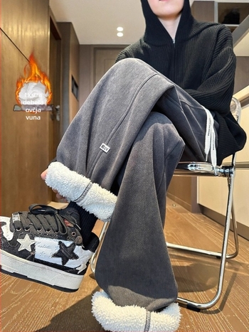 Casual hlače - slobodan kroj, dugi, srednji pojas, zima, 100% poliester