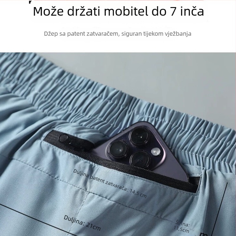 Muške sportske trkaće šorceve, ljeto, srednje visok pojas, straight kroj, Lycra tkanina s polietilen vlaknima