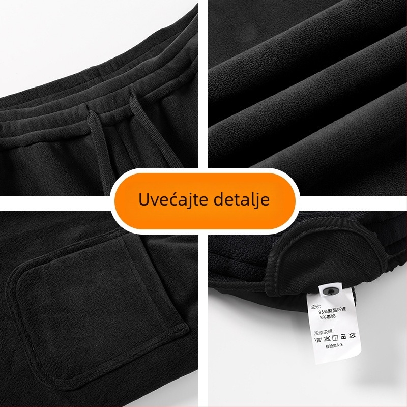 Muške sportske hlače Ori Velvet, fleece-lined i debelom tkaninom, slobodan kroj s ravnim nogavicama, srednji pojas, vezivanje šnimom