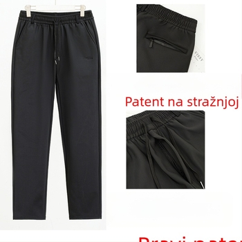 Muške hlače ravnog kroja s elastičnim pojasom, flis podstava, zatvarač, poliester