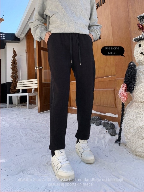Nuan Xiaoai 9018 Muške casual sportske hlače s fleec podstavom, debeli za jesen-zimu, vrhunski sportski komad