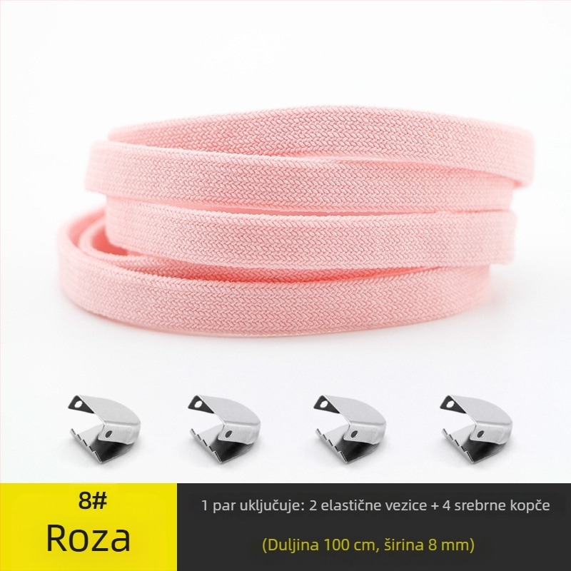 Unisex vezice bez vezivanja, 8 mm široke, s elastičnim kopčom, dvostruko slojevite od spandexa; pogodne za tenisice, kožne cipele, čizme i casual obuću, za sve sezone