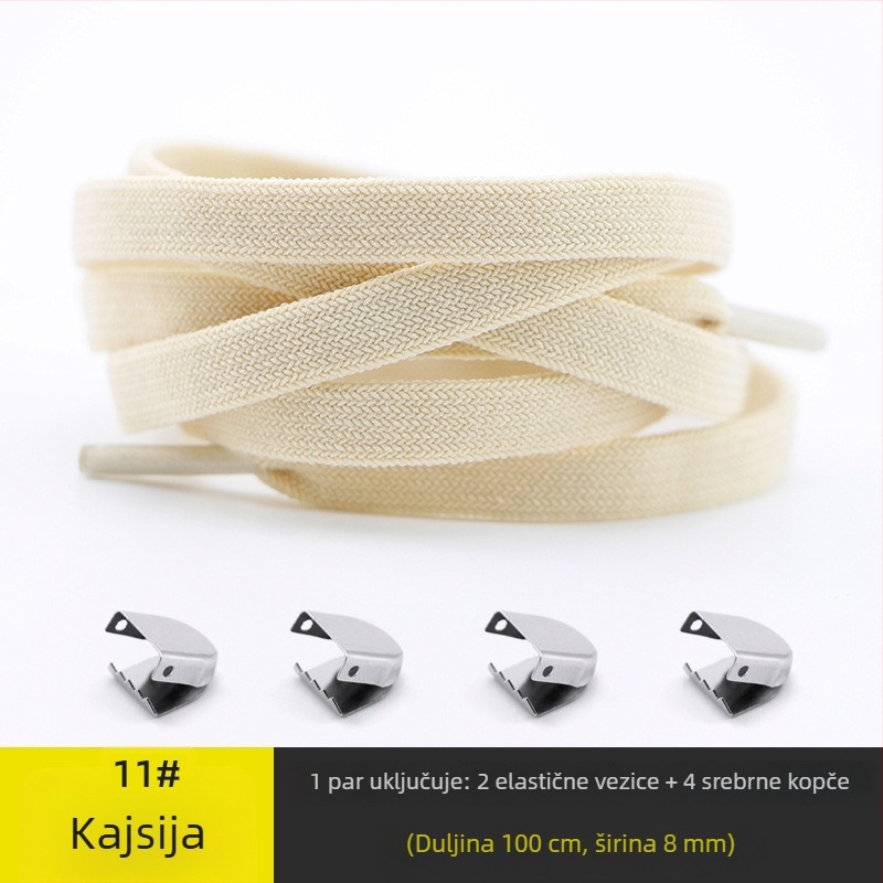 Unisex vezice bez vezivanja, 8 mm široke, s elastičnim kopčom, dvostruko slojevite od spandexa; pogodne za tenisice, kožne cipele, čizme i casual obuću, za sve sezone