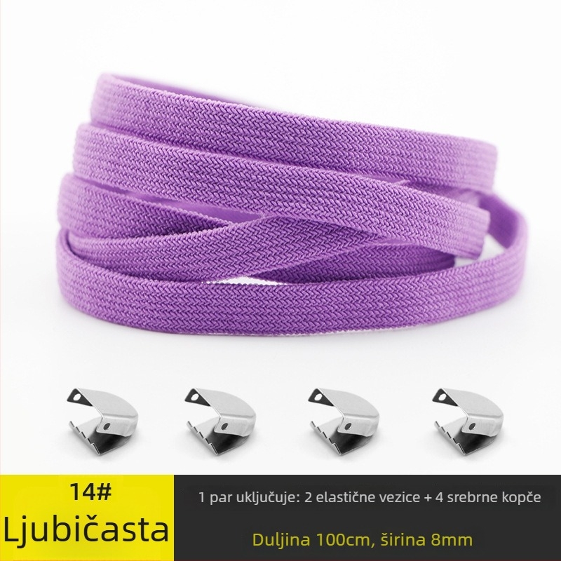 Unisex vezice bez vezivanja, 8 mm široke, s elastičnim kopčom, dvostruko slojevite od spandexa; pogodne za tenisice, kožne cipele, čizme i casual obuću, za sve sezone