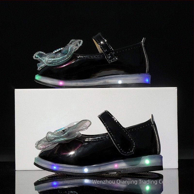 Cipele za djevojčice princeze od PU kože s Velcro zatvaračem, niski kroj, gumeni potplat, protuklizne