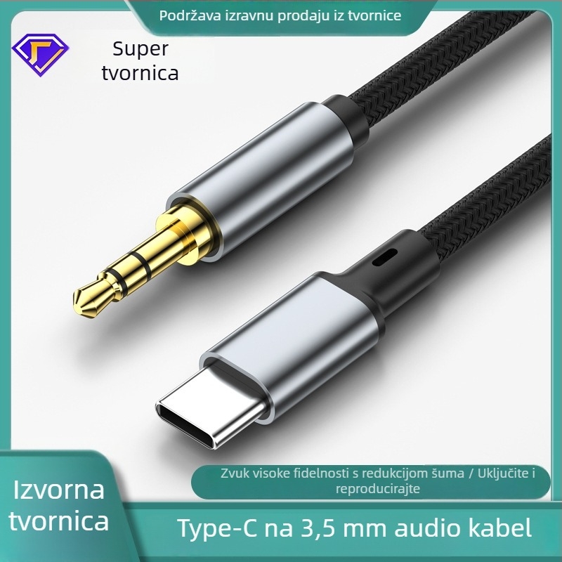 Type-C na 3,5 mm audio adapter kabel za Android – duljina 0,5 m, digitalni prijenos zvuka, čip Zhongke Lanxun 136T, bakreni vodič s cínovim premazom