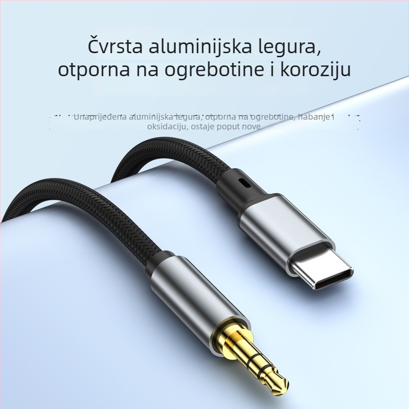 Type-C na 3,5 mm audio adapter kabel za Android – duljina 0,5 m, digitalni prijenos zvuka, čip Zhongke Lanxun 136T, bakreni vodič s cínovim premazom