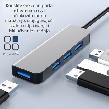 CHEVE CV-H-35 USB 2.0 4-portni hub, 1–4 splitter, bez vanjskog napajanja, kabel 25 cm