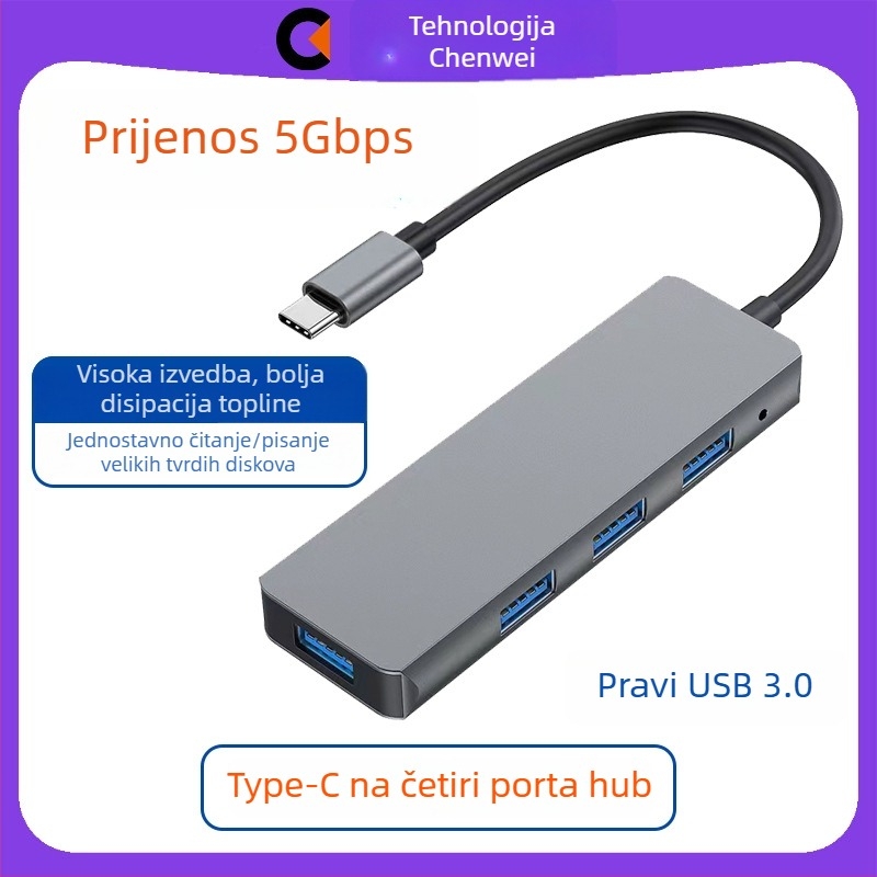 CHEVE CV-H-35 USB 2.0 4-portni hub, 1–4 splitter, bez vanjskog napajanja, kabel 25 cm