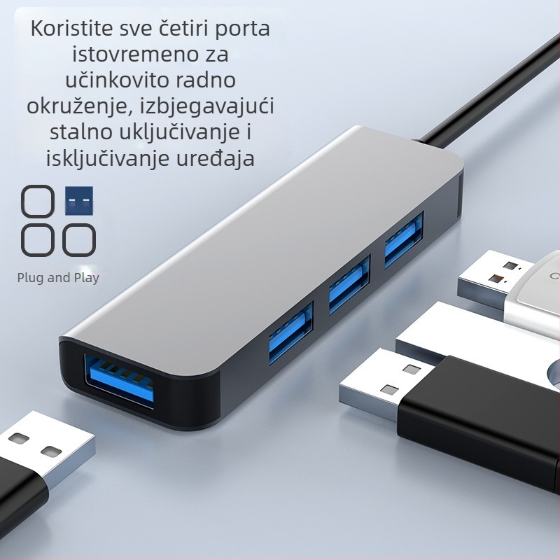 CHEVE CV-H-35 USB 2.0 4-portni hub, 1–4 splitter, bez vanjskog napajanja, kabel 25 cm
