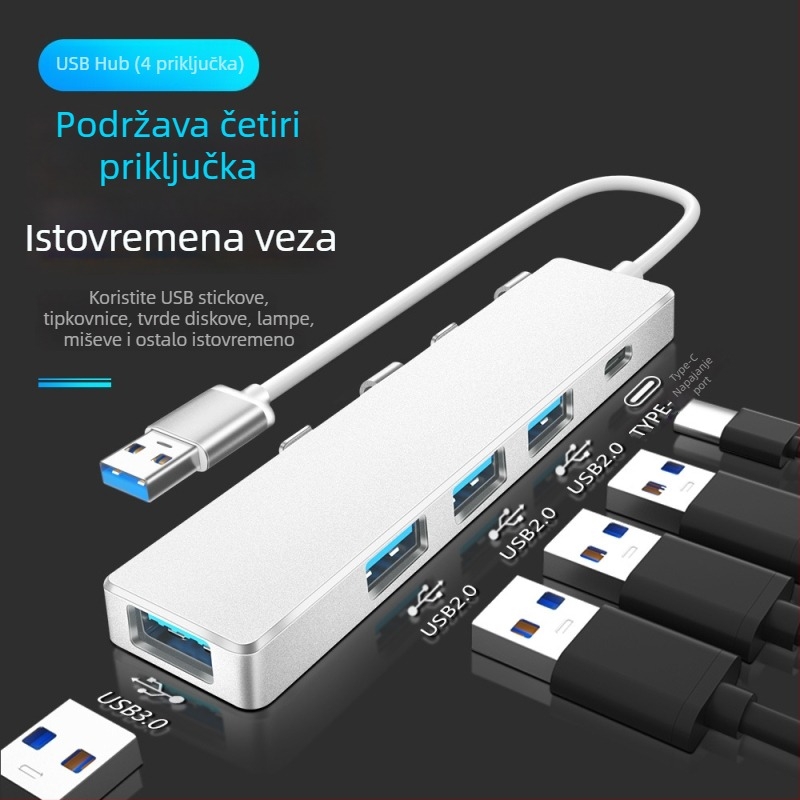 USB 3.0 OTG hub s četiri porta, brzina prijenosa 5 Gbps, napajanje putem USB (bez vanjskog napajanja)