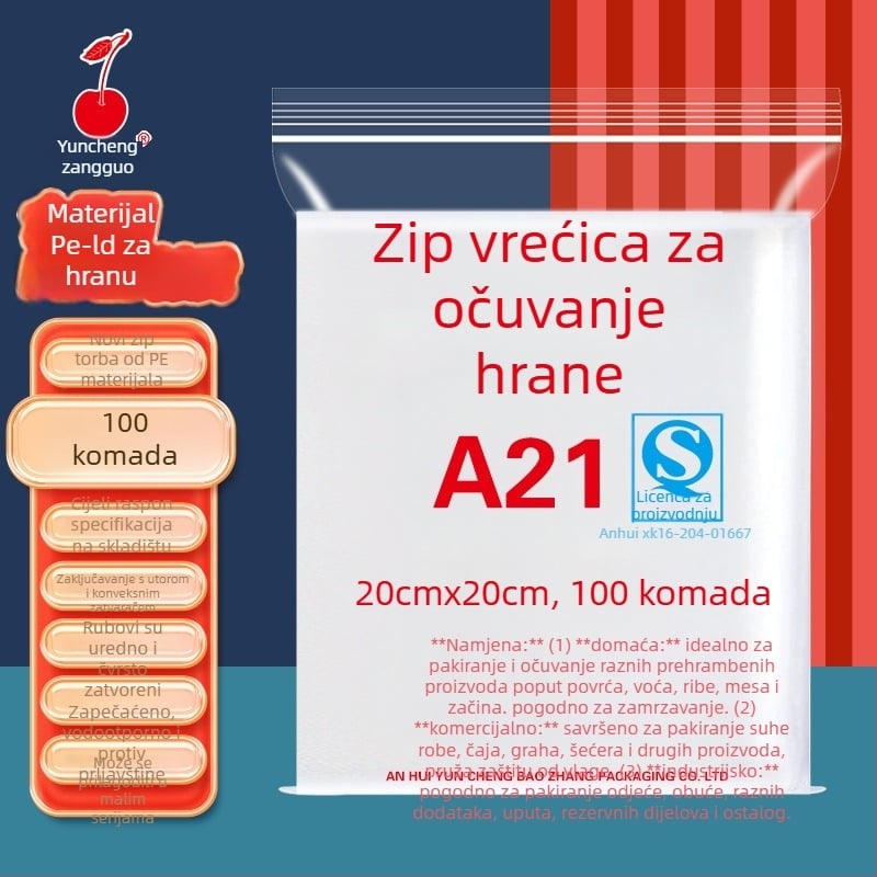 Samozatvarujuća prozirna vrećica za pakiranje, antioksidativna, debela plastična vrećica (Duljina zatvaranja: 1–1,5 cm; Materijal: novi materijal; Prilagodljivo: Da; Privatna marka: Da)