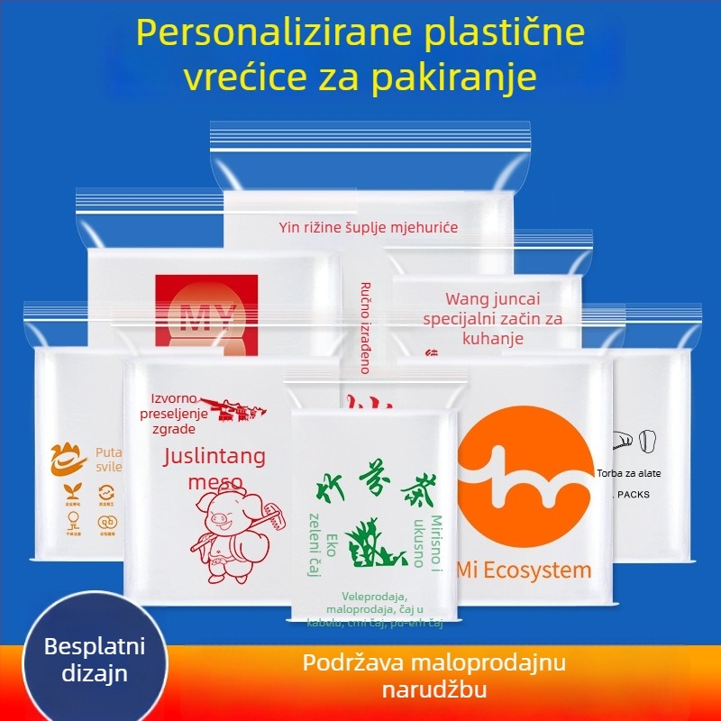 Samozatvarujuća prozirna vrećica za pakiranje, antioksidativna, debela plastična vrećica (Duljina zatvaranja: 1–1,5 cm; Materijal: novi materijal; Prilagodljivo: Da; Privatna marka: Da)