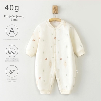 Dječji overal od 100% pamuka s dugim rukavima, prednje zatvaranje, za uzrast 1–3 godine (80–100 cm), casual/basic stil