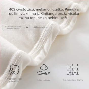 Dječji overal od 100% pamuka s dugim rukavima, prednje zatvaranje, za uzrast 1–3 godine (80–100 cm), casual/basic stil