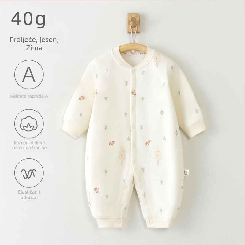 Dječji overal od 100% pamuka s dugim rukavima, prednje zatvaranje, za uzrast 1–3 godine (80–100 cm), casual/basic stil