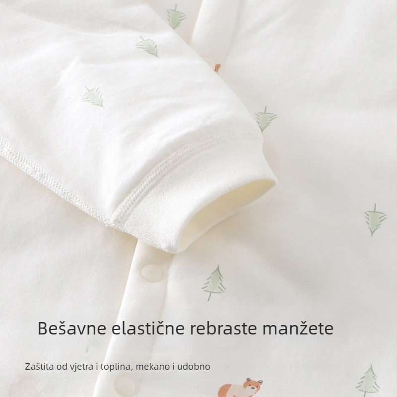 Dječji overal od 100% pamuka s dugim rukavima, prednje zatvaranje, za uzrast 1–3 godine (80–100 cm), casual/basic stil