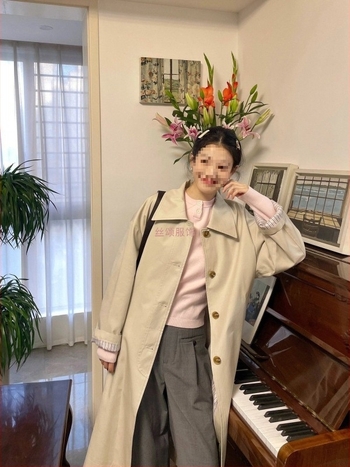 Dugi windbreaker kaput Silk Song, poliester, jednobojni dizajn, Mori Girl stil