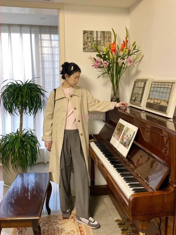 Dugi windbreaker kaput Silk Song, poliester, jednobojni dizajn, Mori Girl stil