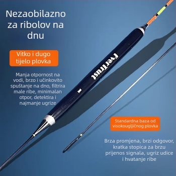 Vertikalni drift plovak za ribolov — materijal od paunovog perja