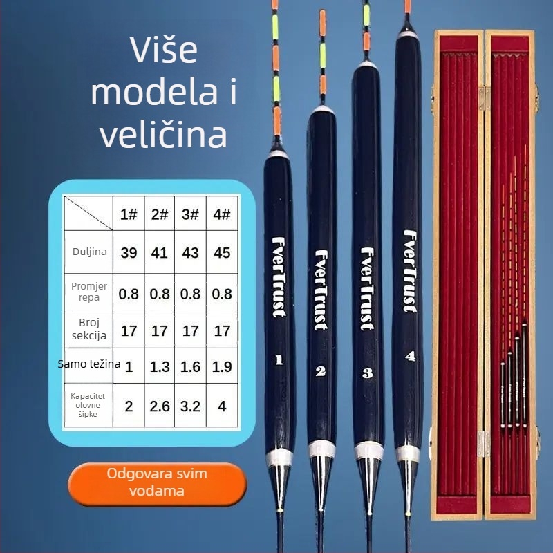 Vertikalni drift plovak za ribolov — materijal od paunovog perja