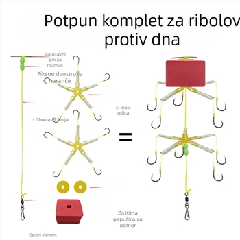 Set udica za riječnu ribolov – dizajn protiv dna, četvrtasti udice za mamac za šarana i velikog šarana, 8–15 udica po setu, kutija 500 kom