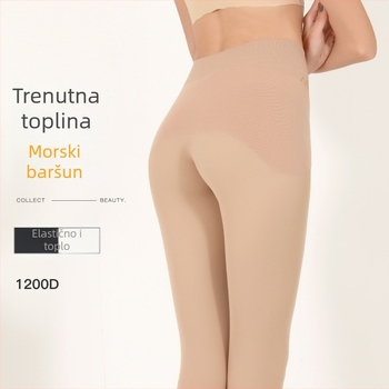 Avandi ženske tajice 3/4 duljine za jesen-zimu, debeli fleece podstava 1200D, oblik jabuka bokova, bezšivne na peti, tople