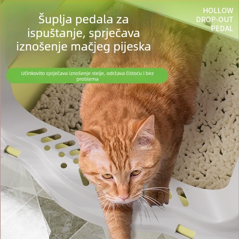 Velika potpuno zatvorena kutija za mačji zahod za mačiće – otporna na prskanje i mirise