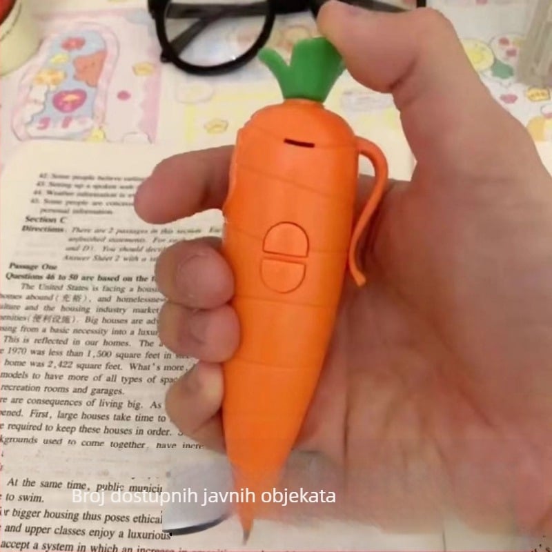 Olovka u obliku mrkve za učenike, kompaktno uređaj za snimanje zvuka, 60 minuta snimanja, napajanje AA baterijama, ABS kućište, bez proširenja memorije, 3-mjesečno jamstvo