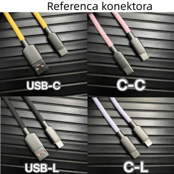 RGB osvijetljivi matirani tekući silikon kabel za podatke, 100W brzo punjenje, kompatibilan s Huawei, Oppo i Apple iPhone 15/16