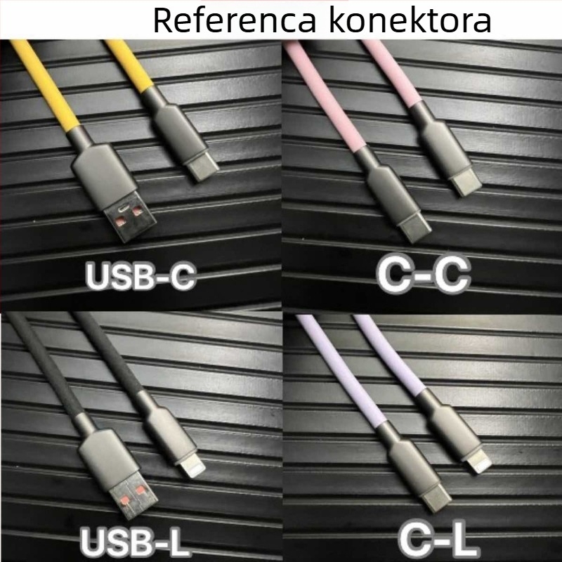 RGB osvijetljivi matirani tekući silikon kabel za podatke, 100W brzo punjenje, kompatibilan s Huawei, Oppo i Apple iPhone 15/16