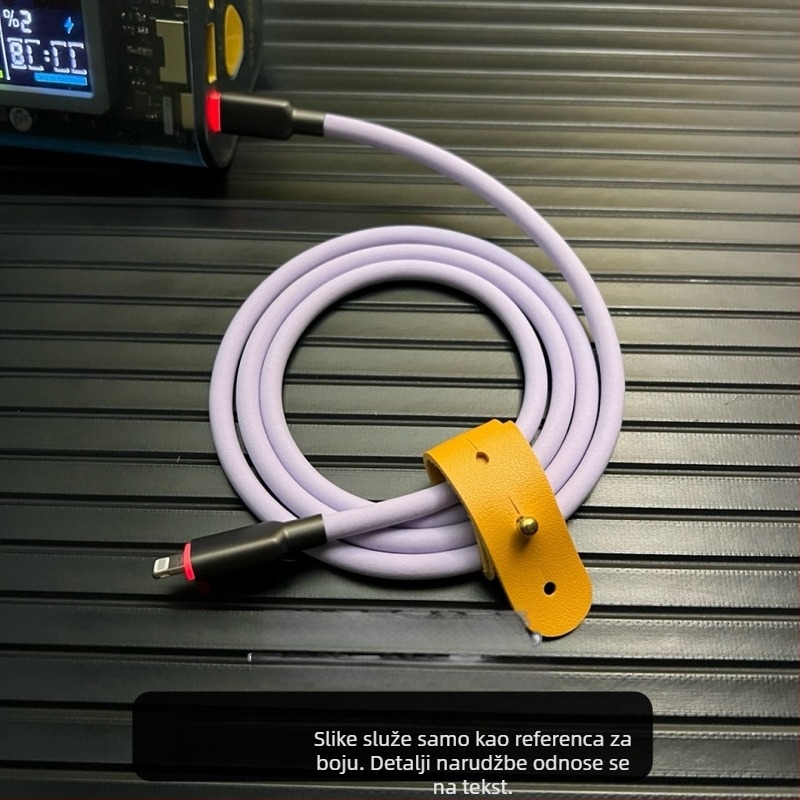 RGB osvijetljivi matirani tekući silikon kabel za podatke, 100W brzo punjenje, kompatibilan s Huawei, Oppo i Apple iPhone 15/16