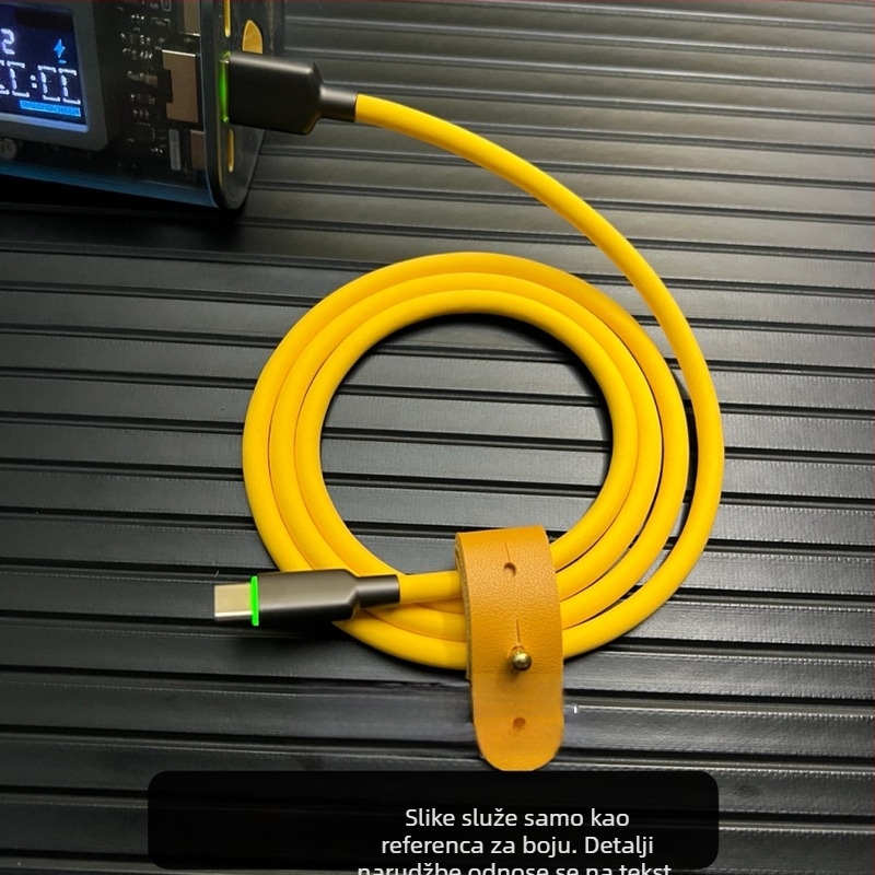 RGB osvijetljivi matirani tekući silikon kabel za podatke, 100W brzo punjenje, kompatibilan s Huawei, Oppo i Apple iPhone 15/16