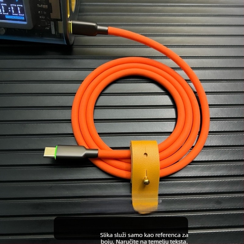 RGB osvijetljivi matirani tekući silikon kabel za podatke, 100W brzo punjenje, kompatibilan s Huawei, Oppo i Apple iPhone 15/16