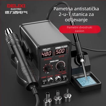 858D 2-u-1 Stanica za toplinski zrak s desolderingom i bezolovnim lemilicom za popravak mobitela i računala