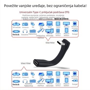 Thunderbolt 5 USB-C podatkovni kabel za kućište za mobilni tvrdi disk, duljina 1 m, kompatibilan TB5/4, Type-C sučelje, konektor s pravim kutem, Mac-kompatibilan