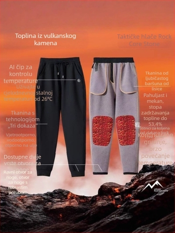 Planinarske hlače s tehnologijom vulkanskih kamena – vjetrootporne, vodootporne, cijelodnevna regulacija temperature, mekane i pahuljaste, pametno zadržavanje topline
