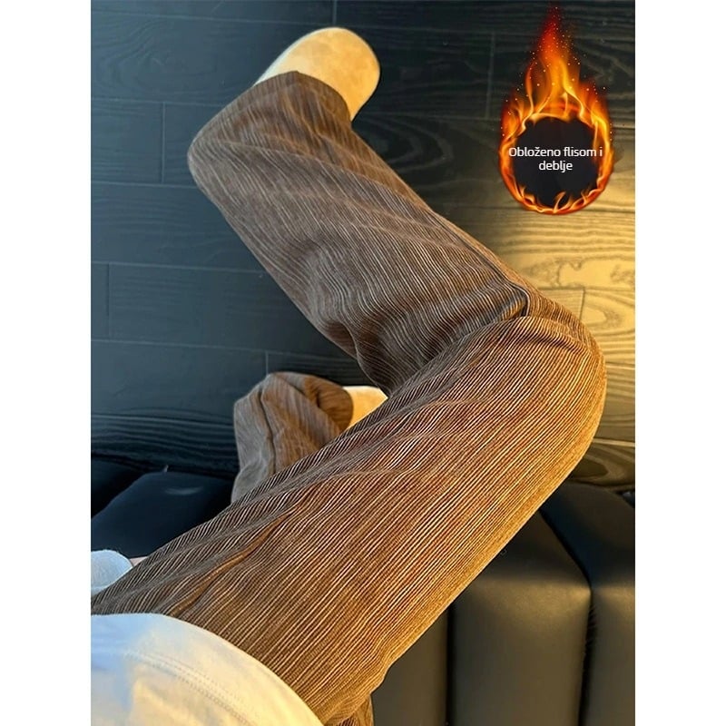 Kordurove hlače, fleece podstava, debele, tie-dye uzorak, ravni kroj