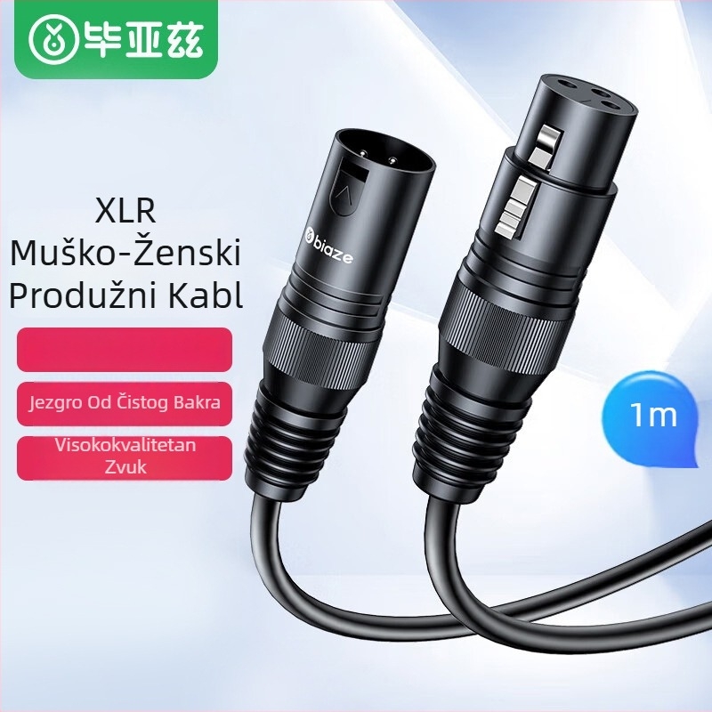 Audio produžni kabel, 1 m, Biaz, muško-ženski konektor, K66 certifikat