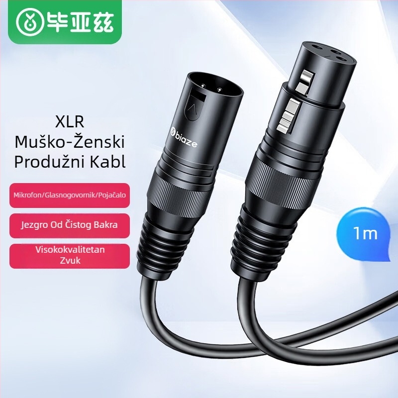 Audio produžni kabel, 1 m, Biaz, muško-ženski konektor, K66 certifikat