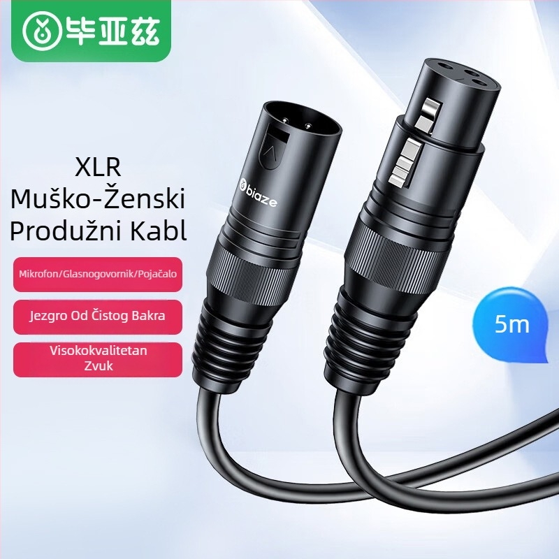 Audio produžni kabel, 1 m, Biaz, muško-ženski konektor, K66 certifikat