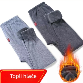 Muške tople hlače s flisom iznutra — uski kroj, 100% poliester, debeli materijal 201–250 g/m²